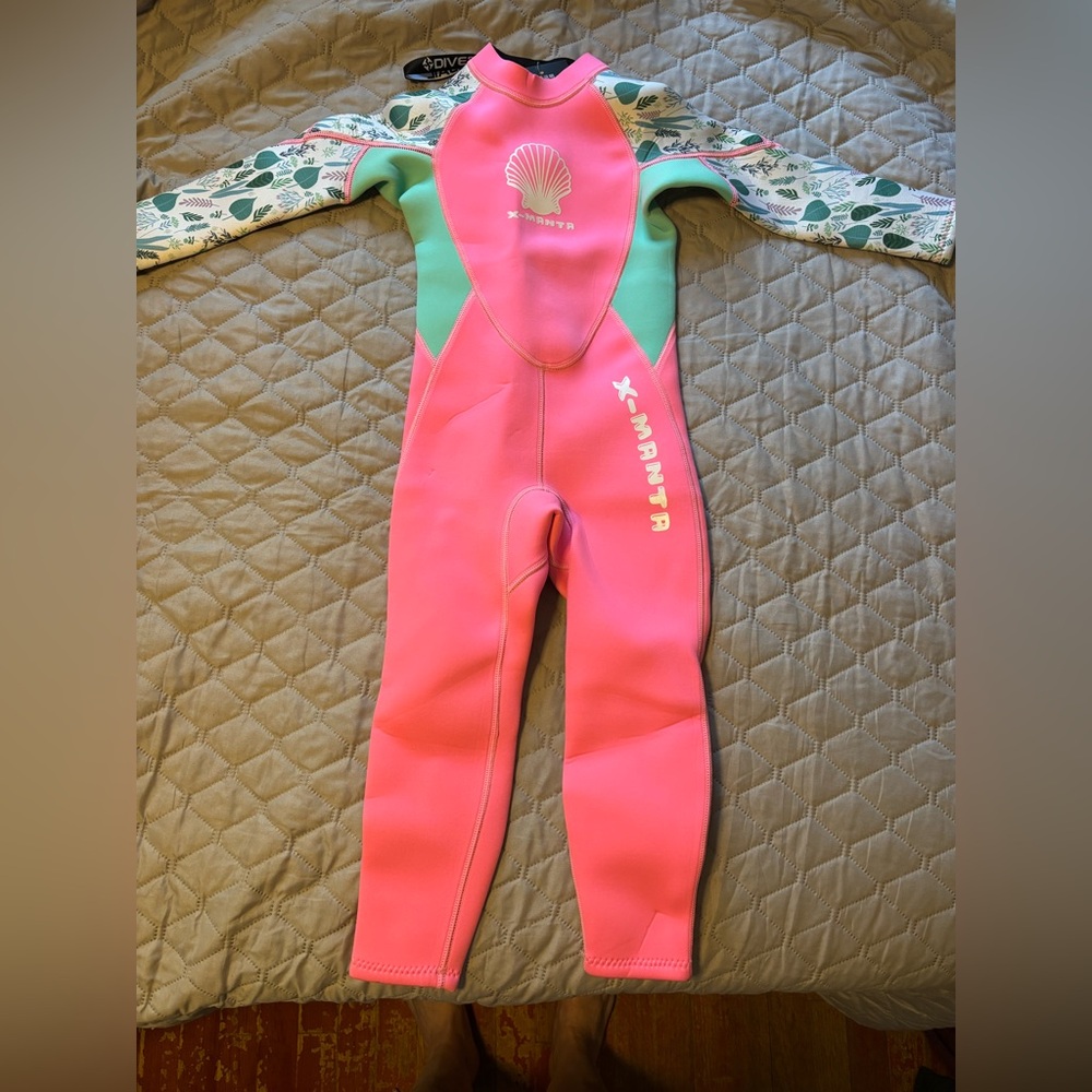 Pink and Green Kids wetsuit